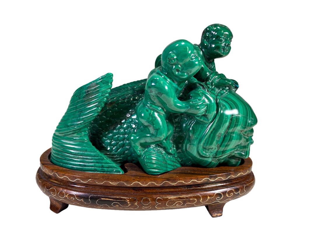 Vintage Chinese Carved Malachite Sculpture (1 of 4)