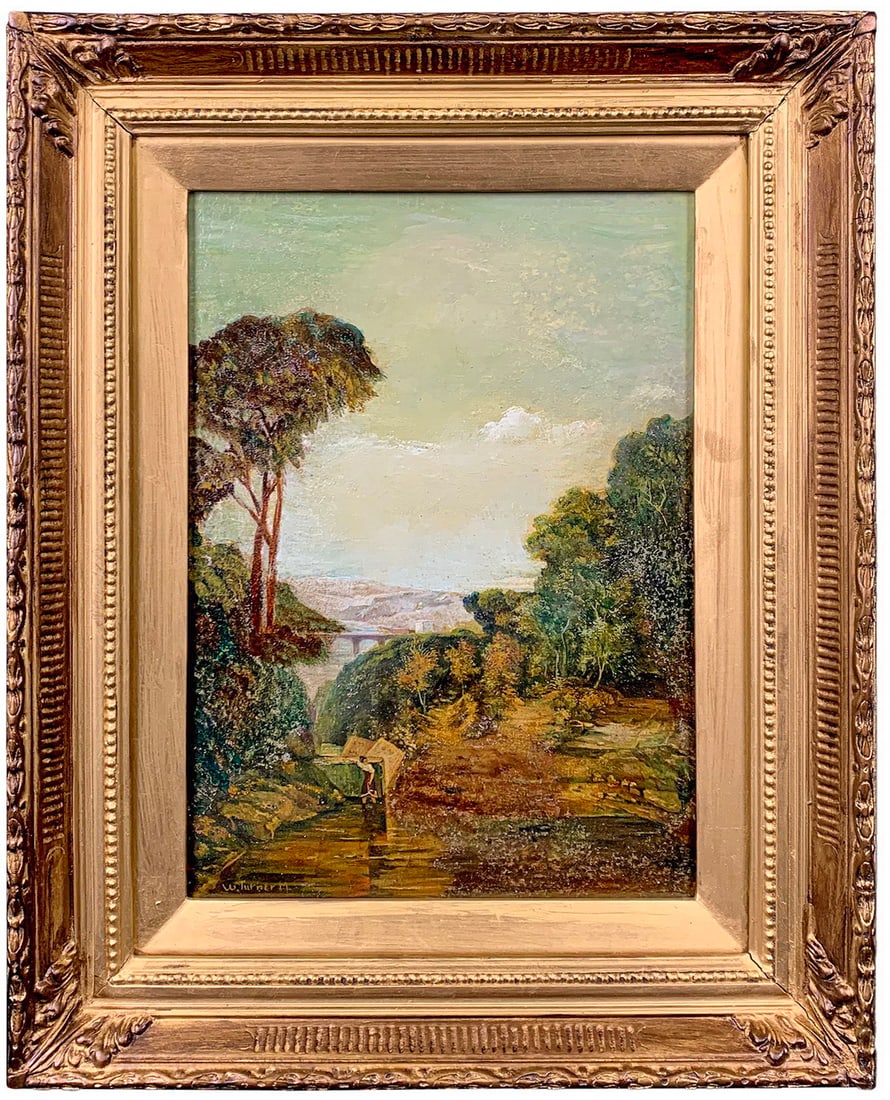 Old European oil on canvas, signed W. Turner: Old European oil on canvas, signed W. Turner. 19 x 15 in with frame. 13 1/4 x 9 1/4 in without frame. Local Pick up call one day before to make an appointment. TO SHIP THIS ITEM IN USA OR INTERNATIONA