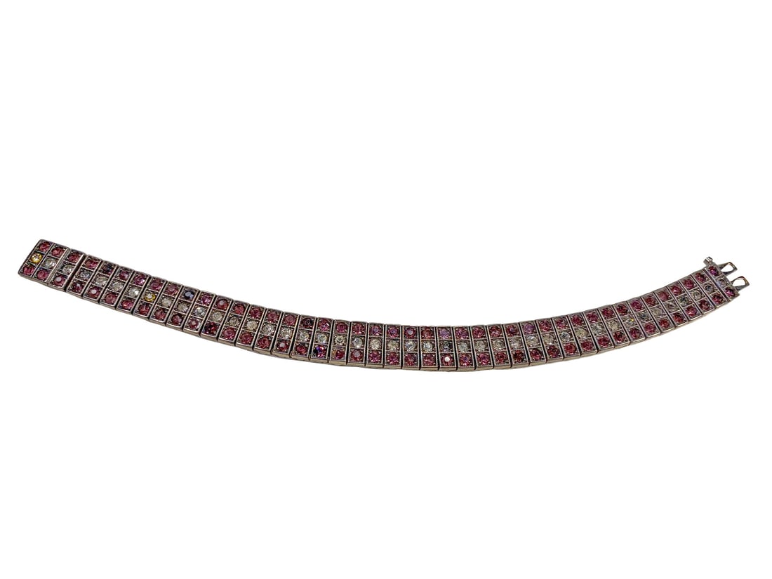 Diamonbar Art Deco Sterling 925 Bracelet: Diamonbar Art Deco Sterling 925 Bracelet. 7 1/4 in long. Weight: 39.9 grams.Local Pick up call one day before to make an appointment. TO SHIP THIS ITEM IN USA OR INTERNATIONAL, PLEASE CONTACT THE SHIP