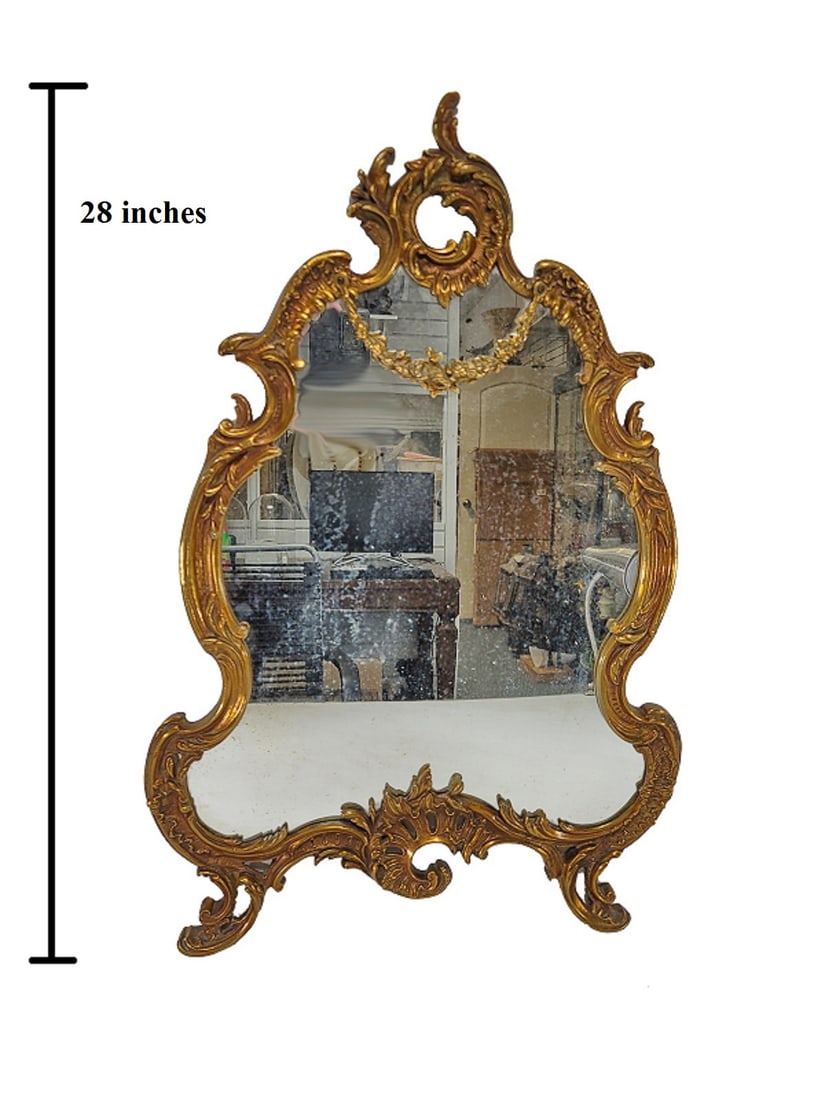 Antique French Large Bronze Table Mirror (1 of 4)