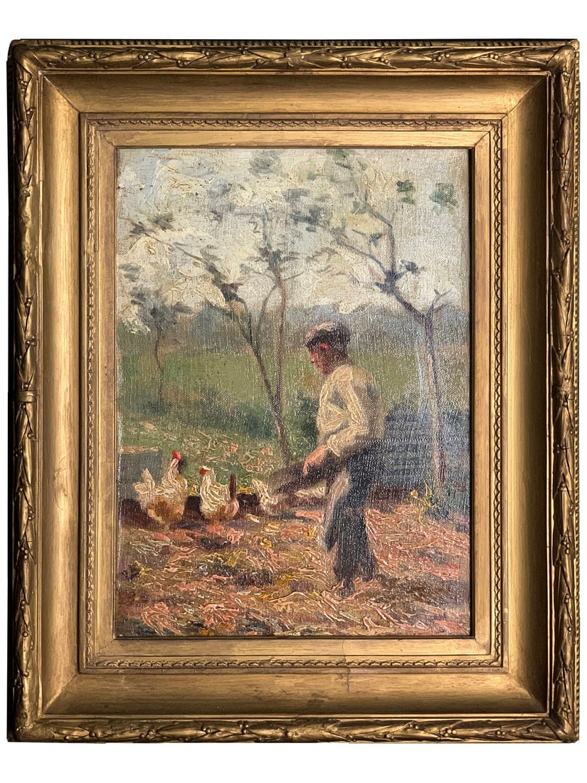 Antique European oil on canvas painting: Antique European oil on canvas painting. 17 5/8 x 14 3/8 in with frame. 13 1/8 x 9 1/4 in without frame. Local Pick up call one day before to make an appointment. TO SHIP THIS ITEM IN USA OR INTERNATI
