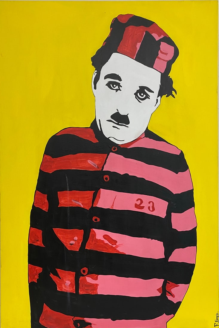 Acrylic Painting of Charles Chaplin by F. EMEZ (1 of 4)