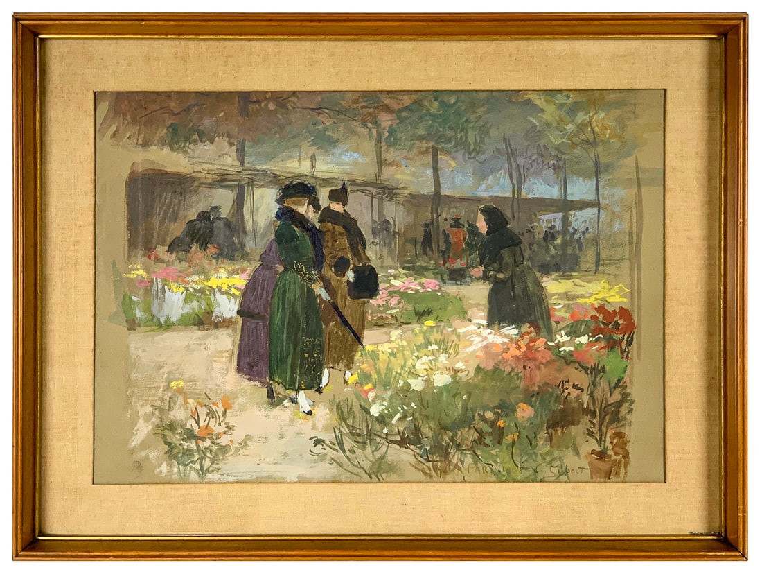 Victor Gabriel GILBERT (1847-1935) French Gouache Painting: Victor Gabriel GILBERT (1847-1935) French Gouache Painting. 16 3/4 x 22 1/4 in with frame. 15 x 22 in without frame. Local Pick up call one day before to make an appointment. TO SHIP THIS ITEM IN USA