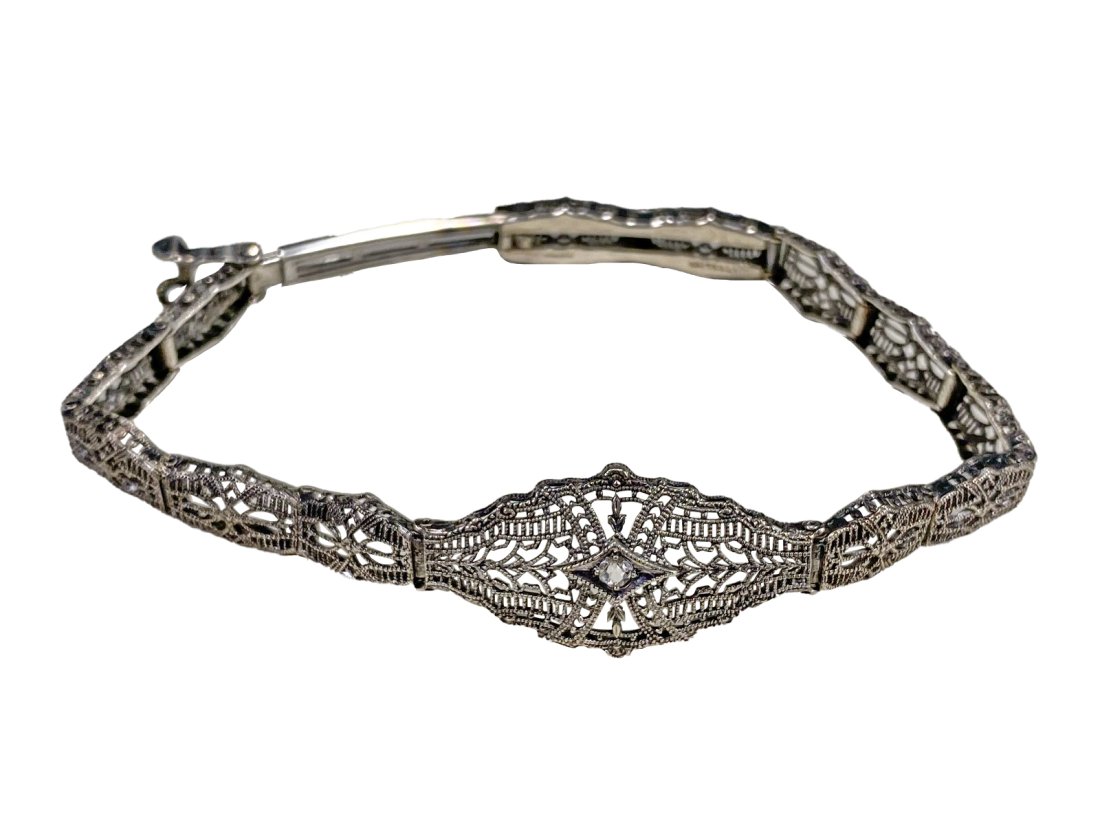 Vintage Esemco Sterling 925 Art Deco Bracelet: Vintage Esemco Sterling 925 Art Deco Bracelet. 6 3/4 x 5/8 in. Weight: 7.6 grams.Local Pick up call one day before to make an appointment. TO SHIP THIS ITEM IN USA OR INTERNATIONAL, PLEASE CONTACT THE