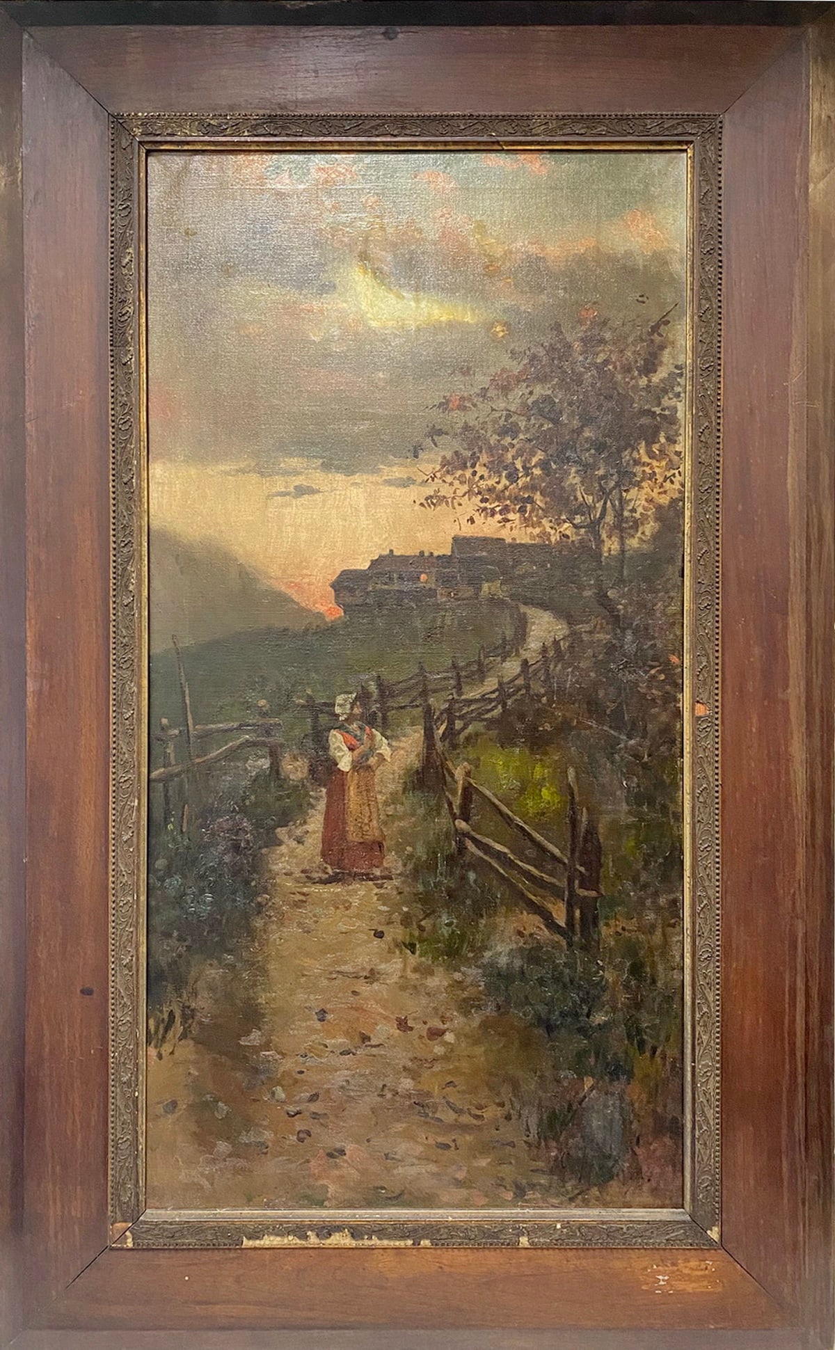 19th C oil on canvas, signed & dated 1894 (1 of 6)