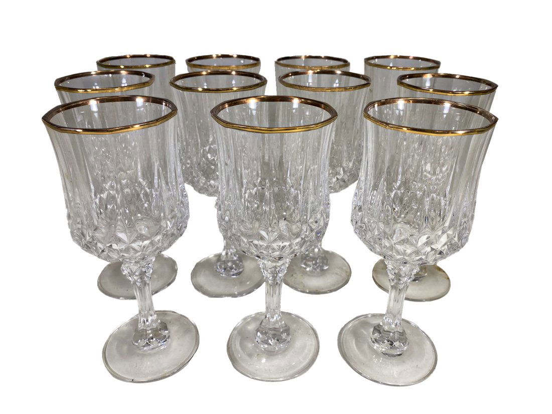 Set of 11 Crystal Glasses With a Gold Border (1 of 5)
