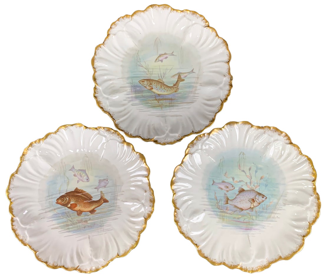 Limoges, France set of 3 porcelain plates (1 of 13)