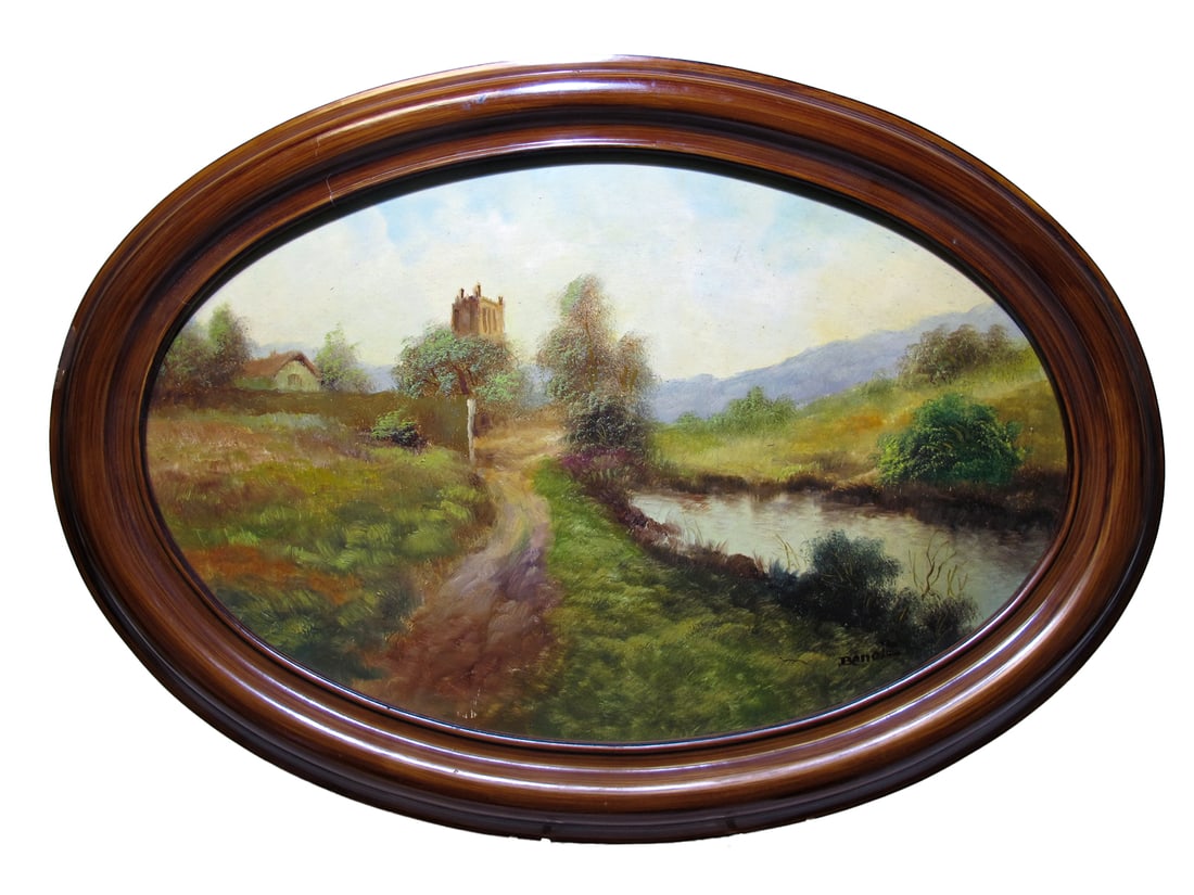 Signed BENOIT Oil on Masonite Landscape Painting (1 of 7)