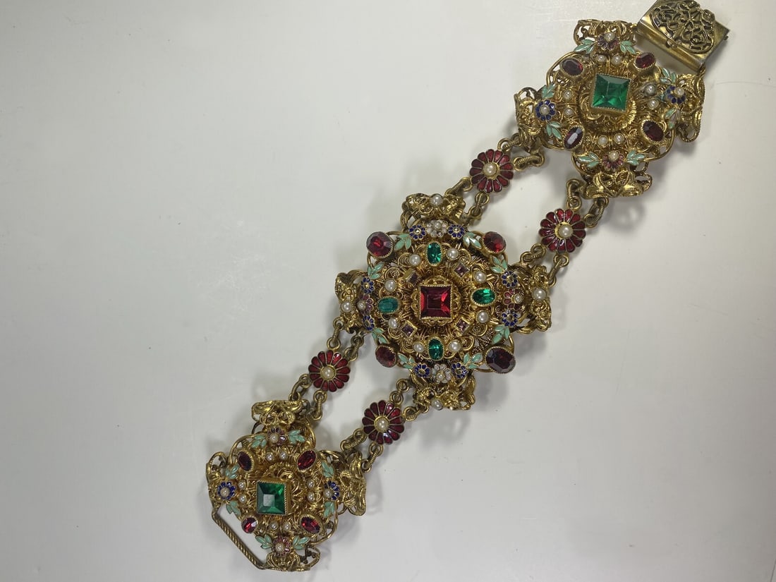 Vintage Czech Goldplated & Glass Bracelet (1 of 8)
