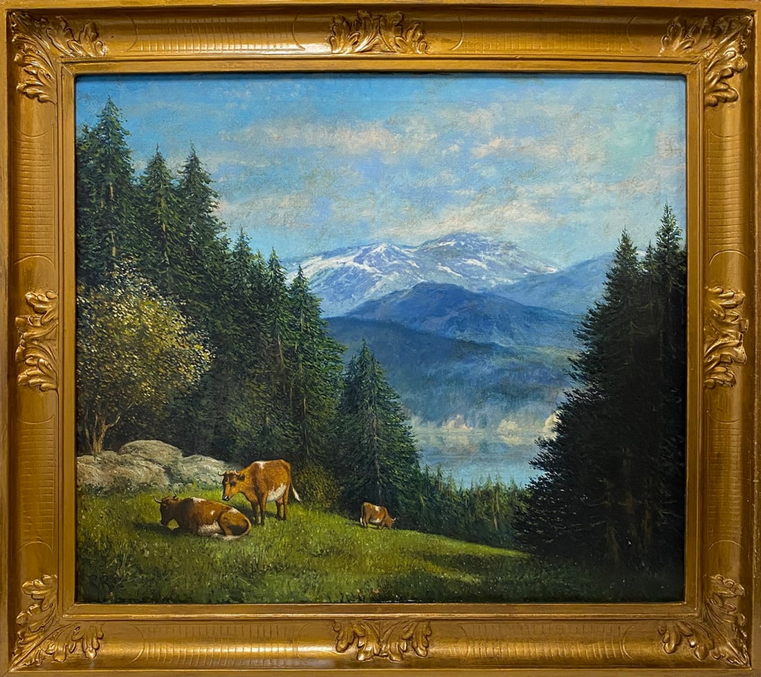 Old European Oil on Canvas, signed RR: Old European Oil on Canvas, signed RR. 30 1/8 x 33 3/8 in including frame. 23 5/8 x 27 1/2 in without frame. Local Pick up call one day before to make an appointment. TO SHIP THIS ITEM IN USA OR INTER