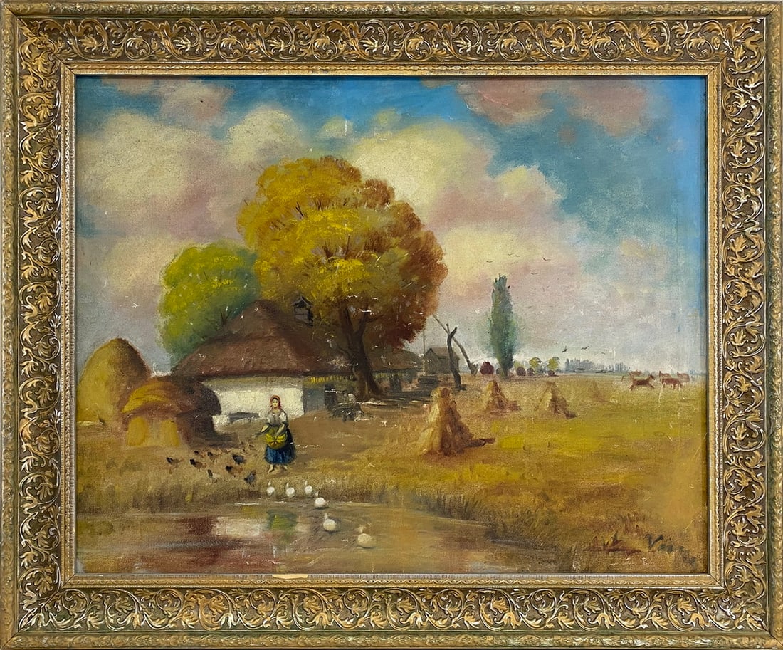 Oil on Cardboard Landscape Painting, signed (1 of 5)