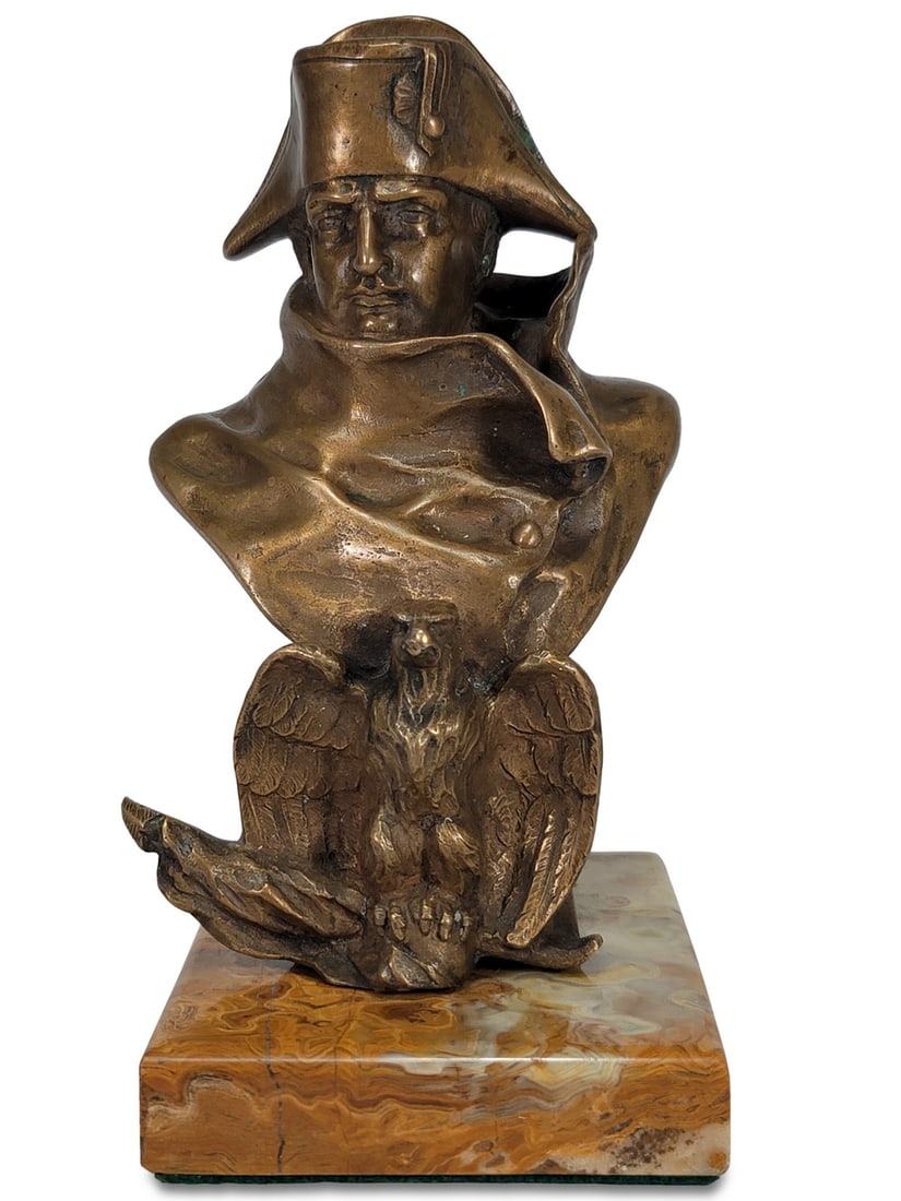 Antique French Napoleon bronze & marble bust (1 of 4)