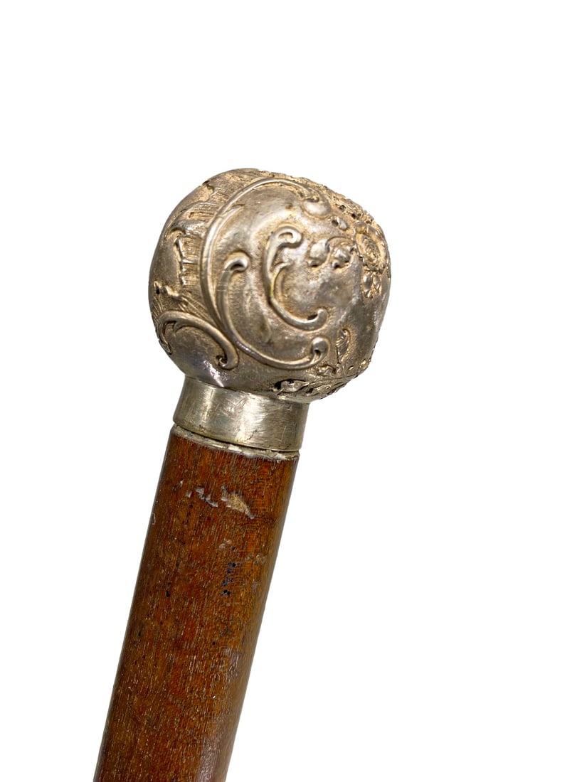 Antique German 800 Silver & Wood Walking Stick (1 of 5)