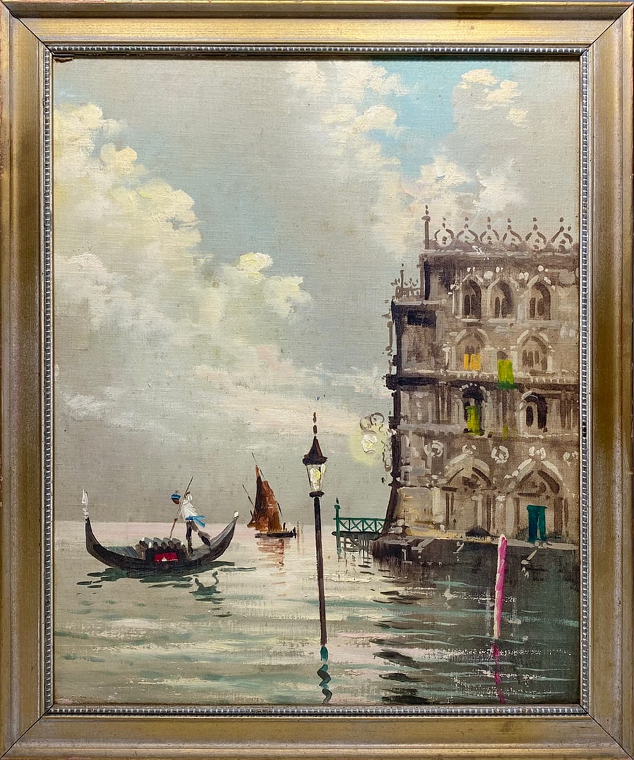 Vintage Italian Oil on Canvas on Masonite Painting: Vintage Italian Oil on Canvas on Masonite Painting, unsigned. 23 3/4 x 19 5/8 in.Local Pick up call one day before to make an appointment. TO SHIP THIS ITEM IN USA OR INTERNATIONAL, PLEASE CONTACT THE