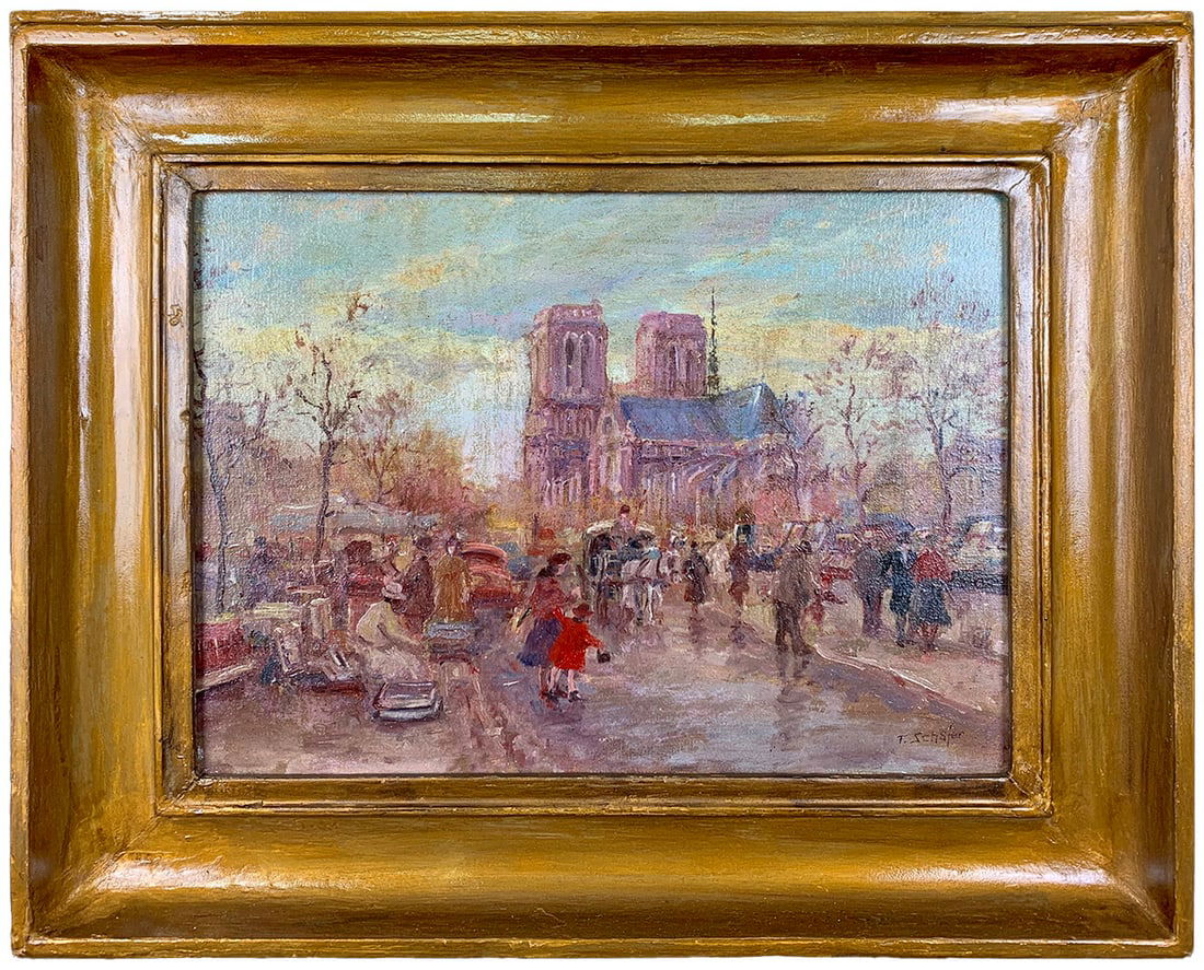 Signed F. SCHAFER oil on canvas painting (1 of 5)