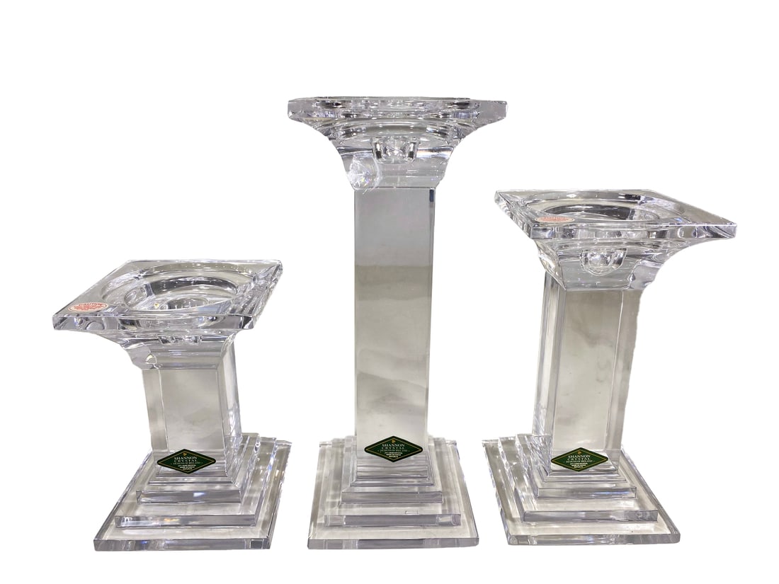 Shanon Crystal Czech Rebuplic set of 3 Candlesticks (1 of 7)
