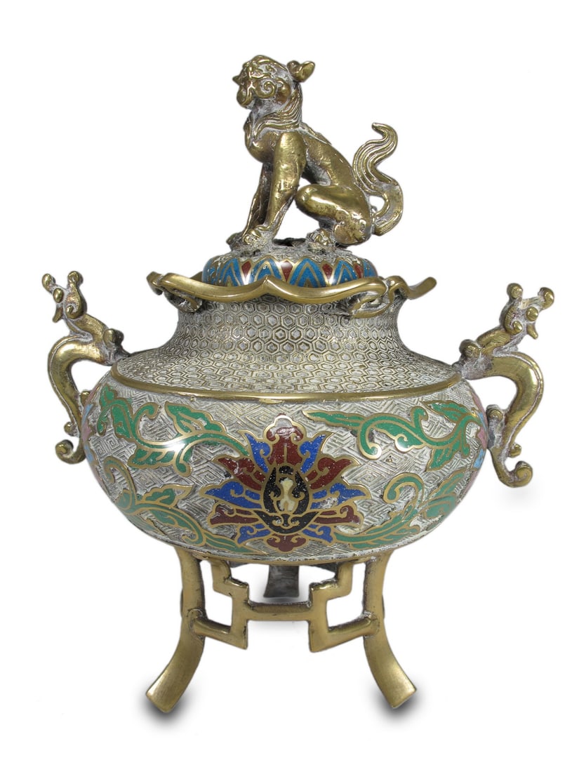 Antique Chinese bronze champleve censer: Antique Chinese bronze champleve censer. 11 1/4 H x 8 5/8 W x 6 1/2 DLocal Pick up call one day before to make an appointment. TO SHIP THIS ITEM IN USA OR INTERNATIONAL, PLEASE CONTACT THE SHIPPERS :