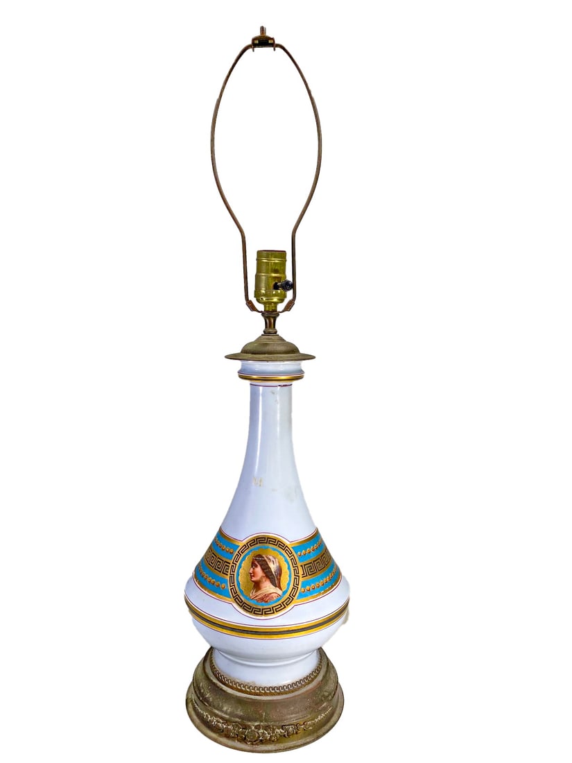 Antique European Opaline Glass Table Lamp (1 of 6)