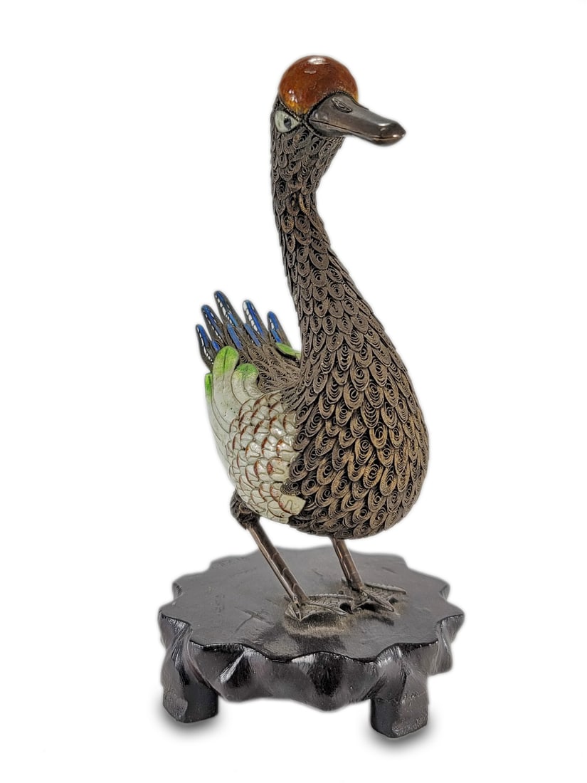 Antique Chinese Export Silver & Enamel Swan (1 of 6)