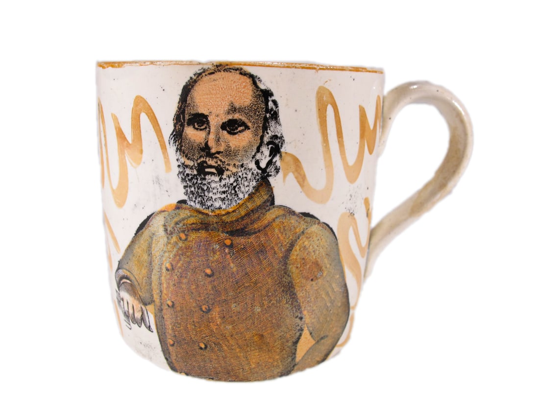 Ancient Masonic Orange Luster Order of Foresters Mug: Ancient Masonic Orange Luster Order of Foresters Mug. Transfer and painted e,blem. 3 3/4 x 5 1/4 x 3 3/4 in.Local Pick up call one day before to make an appointment. TO SHIP THIS ITEM IN USA OR INTERN