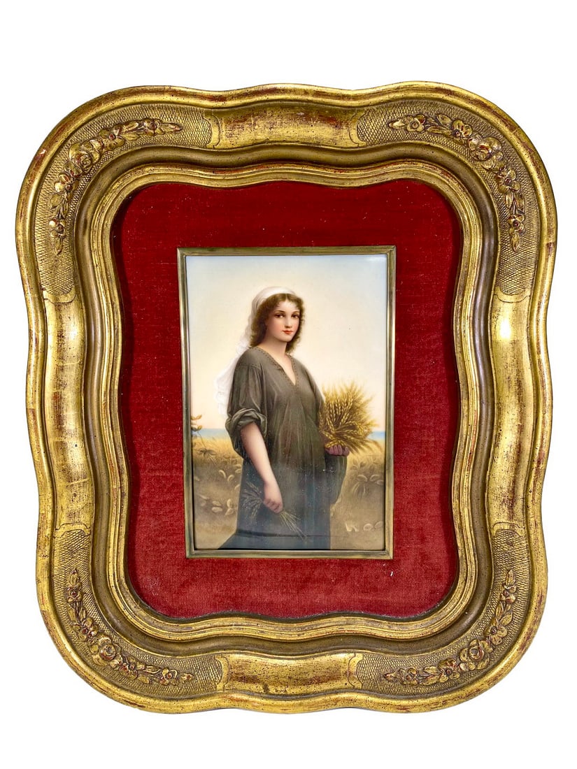 Probably KPM Framed Porcelain Plaque (1 of 4)