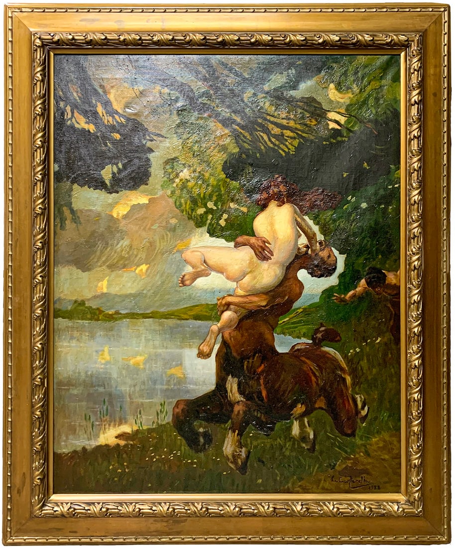 Antique Spanish Oil on canvas, signed Cantarella & dated 1922 (1 of 5)