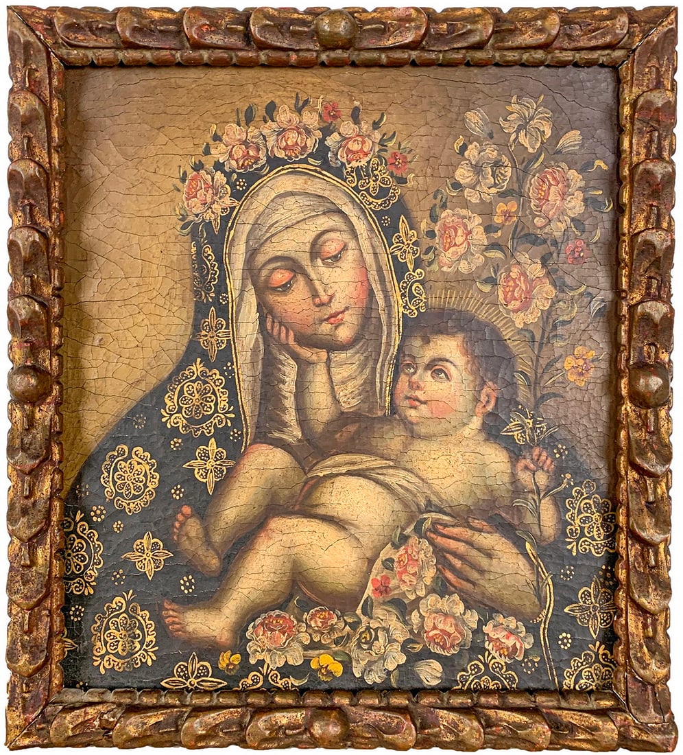 Antique European Oil on Canvas Religious Painting (1 of 3)