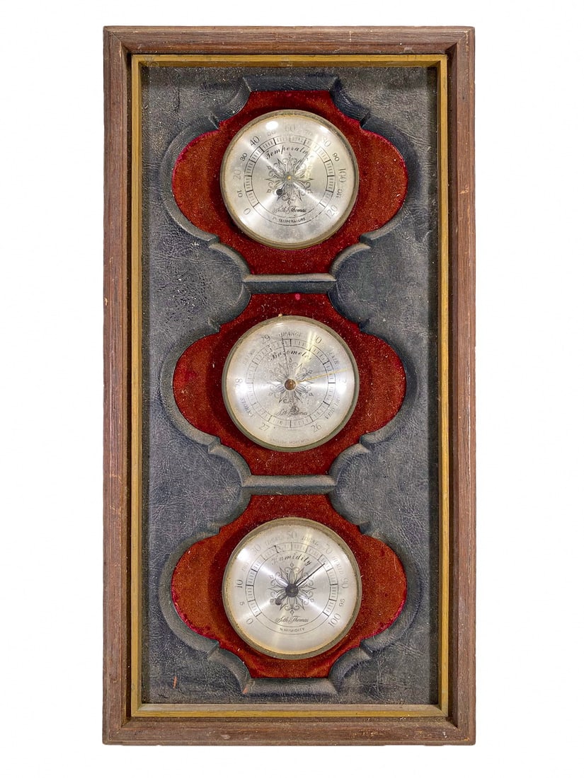Weathermaster Seth Thomas Termometer & Barometer: Weathermaster Seth Thomas Termometer & Barometer. 17 1/8 x 8 7/8 x 1 1/2 in.Local Pick up call one day before to make an appointment. TO SHIP THIS ITEM IN USA OR INTERNATIONAL, PLEASE CONTACT THE SHIP