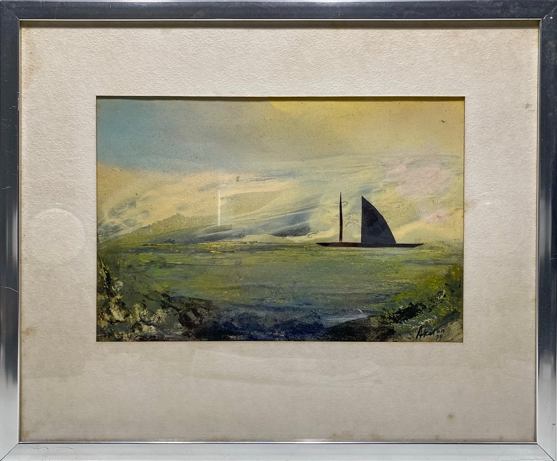 Joseph James AKSTON (1898-1983) Art Work: Joseph James AKSTON (1898-1983) Art Work, 1974. 14 3/8 x 17 3/8 in including frame.Local Pick up call one day before to make an appointment. TO SHIP THIS ITEM IN USA OR INTERNATIONAL, PLEASE CONTACT T