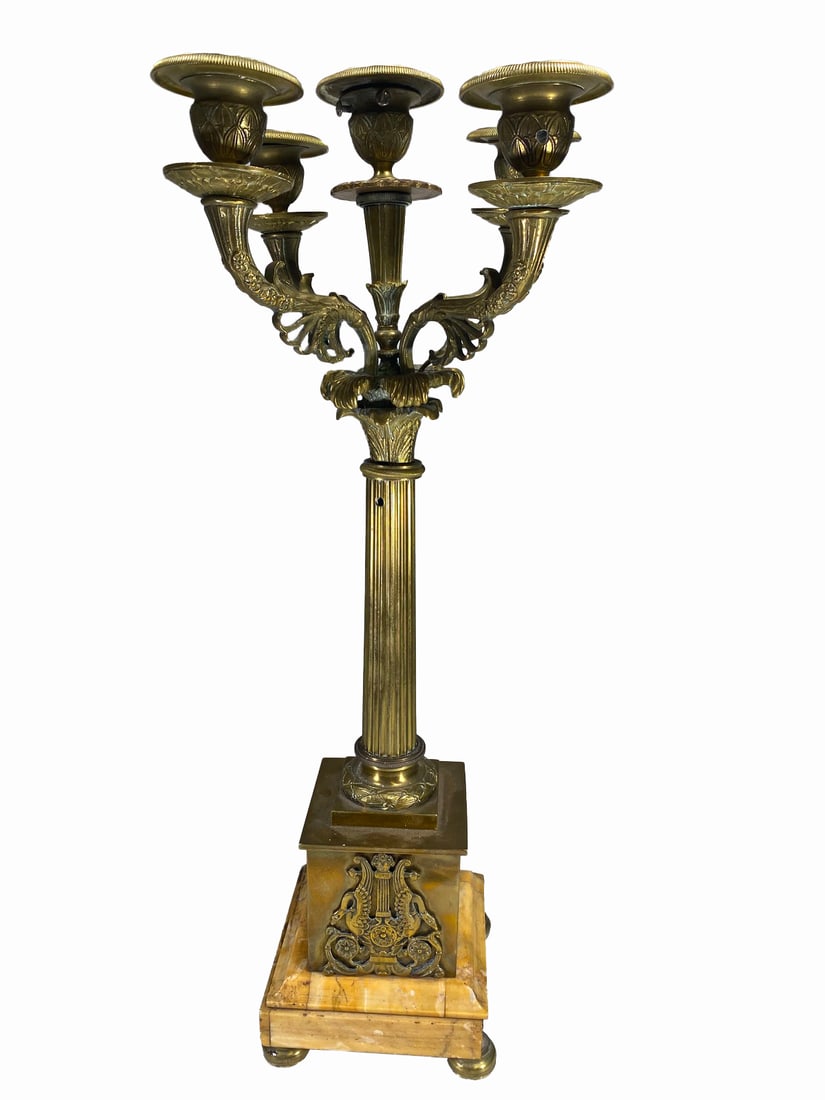 Antique French Bronze & Marble Candelabra (1 of 6)