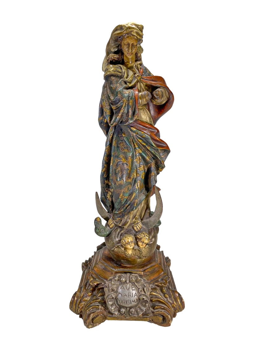 19th C Spanish Religious Plaster Statue (1 of 6)