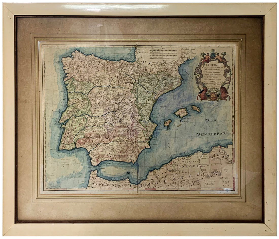 Antique Map of The Kingdom of Spain, 1701 Print (1 of 3)