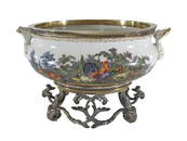 19th C German Meissen Bowl & French Silver Base