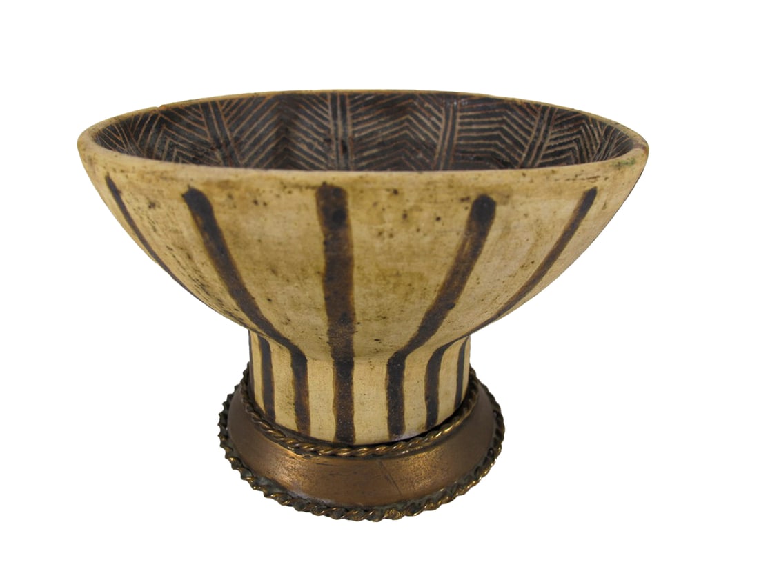 Antique Ceramic & Bronze Bowl, signed by J. DORIS (1 of 7)