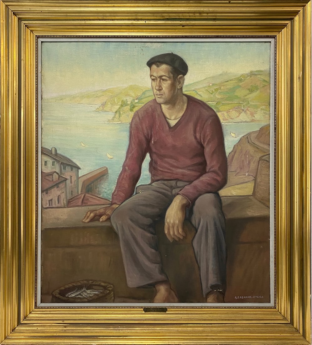 Angel CABANAS OTEIZA (1875-1964) Spanish oil on canvas: Angel CABANAS OTEIZA (1875-1964) Spanish oil on canvas. 35 1/2 x 32 3/8 x 3 1/4 in including frame. 29 1/4 x 25 5/8 in without frame. Local Pick up call one day before to make an appointment. TO SHIP 
