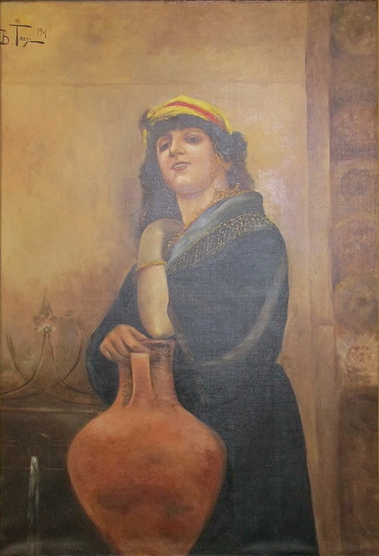 Signed B. TANGI Orientalist oil on canvas dated 1901 (1 of 6)