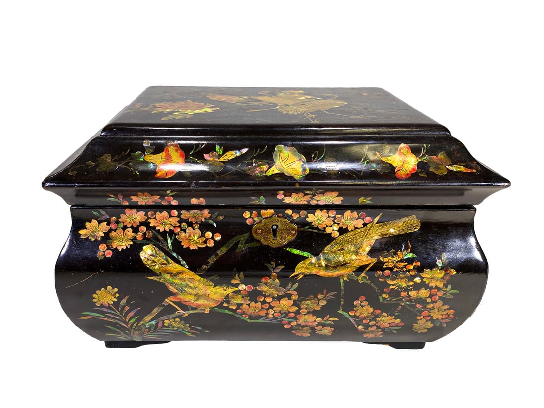 Antique Black Lacquer Painted Box (1 of 9)
