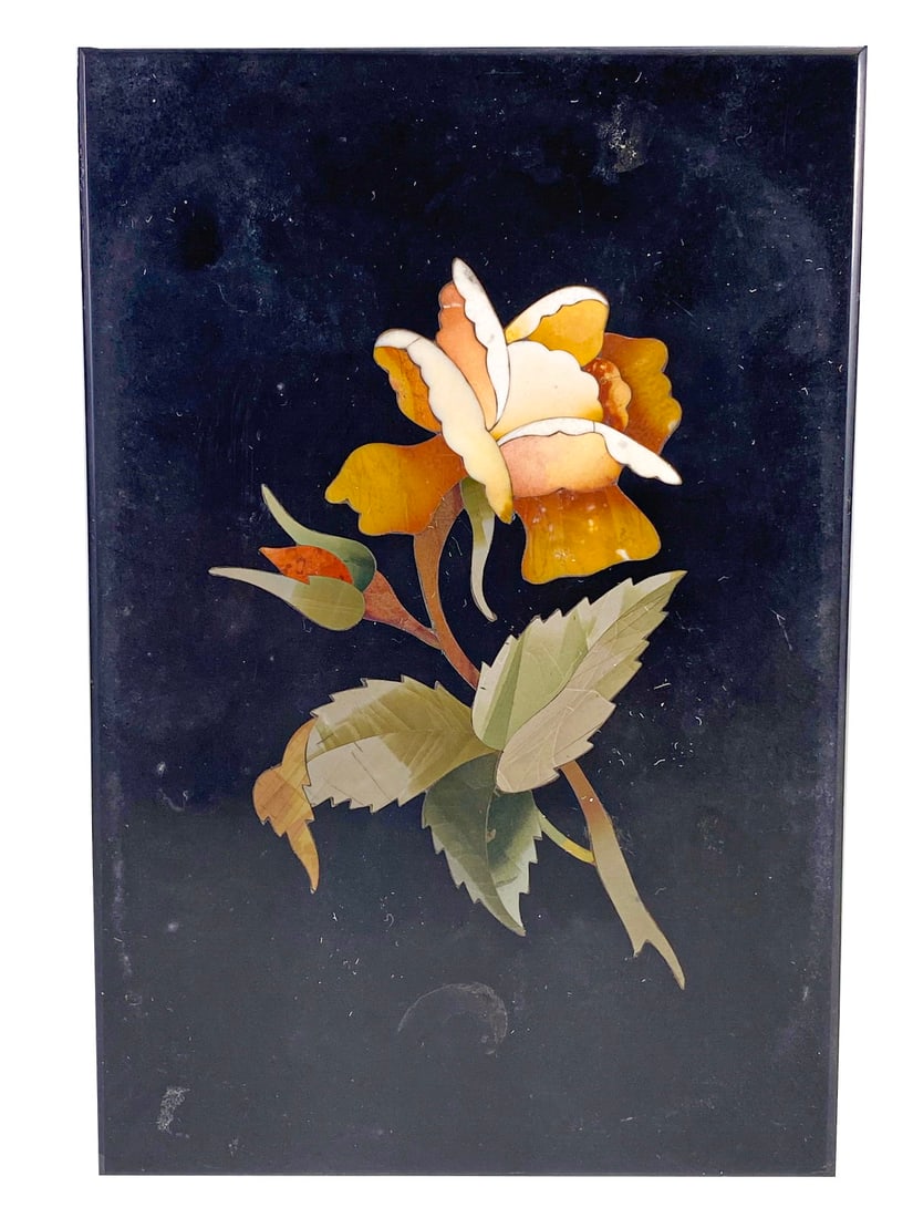 Antique Italian Pietradura Flower Plaque (1 of 4)