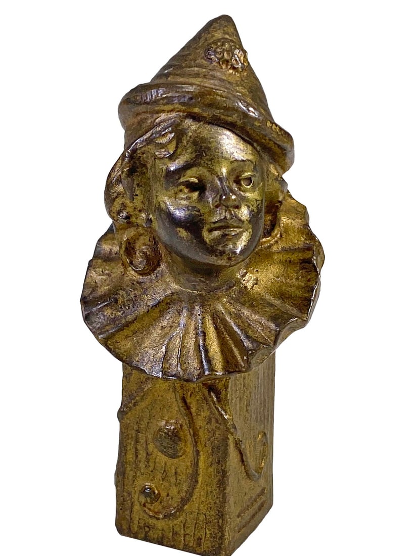 Antique French Miniature Bronze Clown Seal (1 of 6)