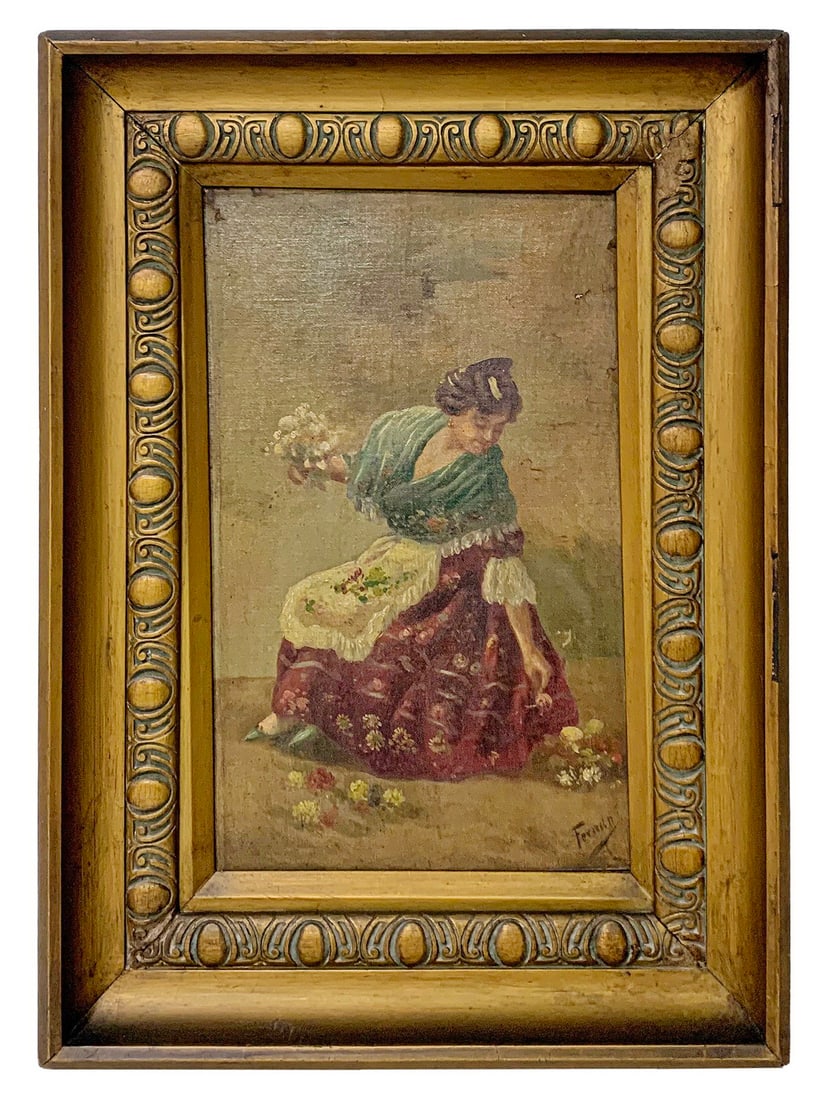 Antique European Oil on Board painting, signed: Antique European Oil on Board painting, signed. 22 x 15 3/4 in framed. 15 1/2 x 9 1/4 in unframed.Local Pick up call one day before to make an appointment. TO SHIP THIS ITEM IN USA OR INTERNATIONAL, P