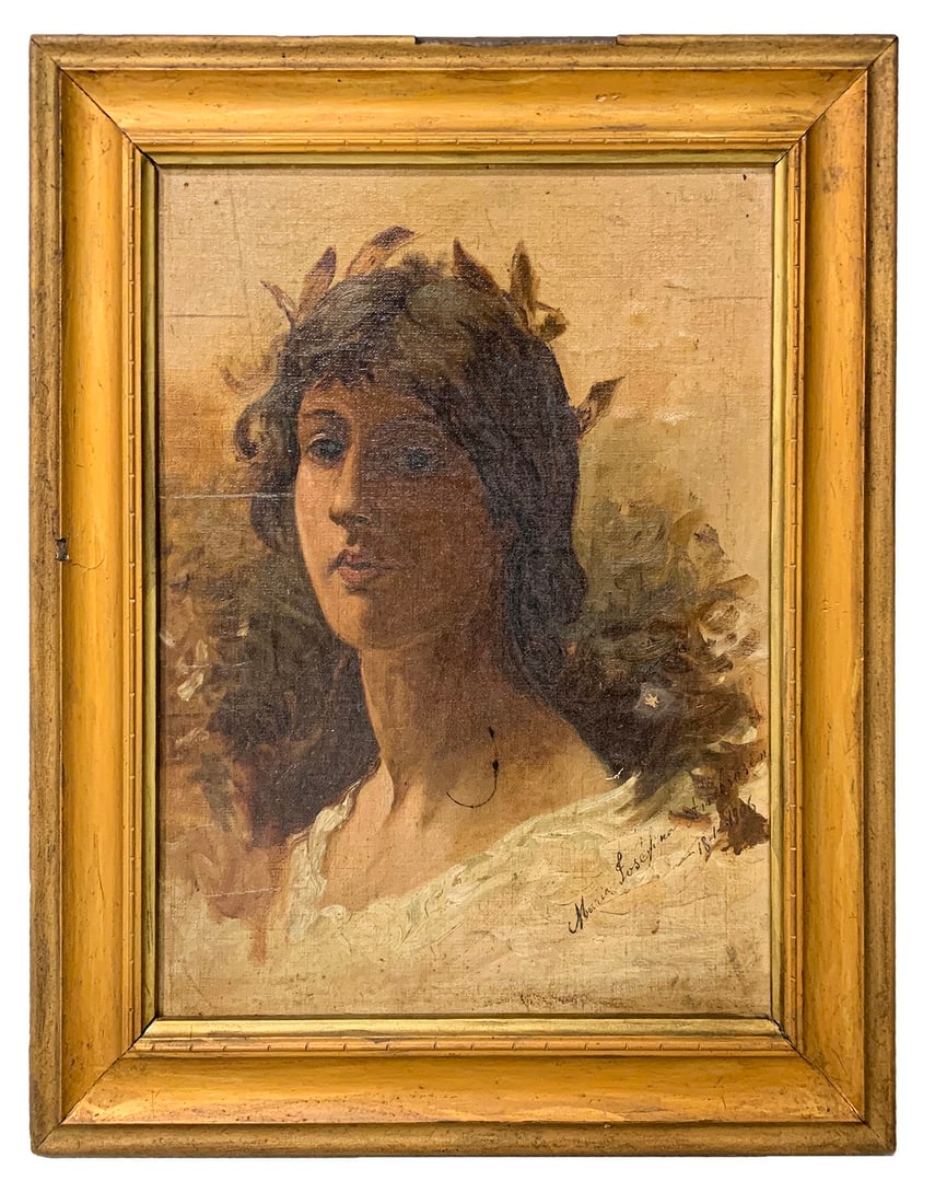 Antique European Oil on Board Painting, signed & dated 1906 (1 of 5)