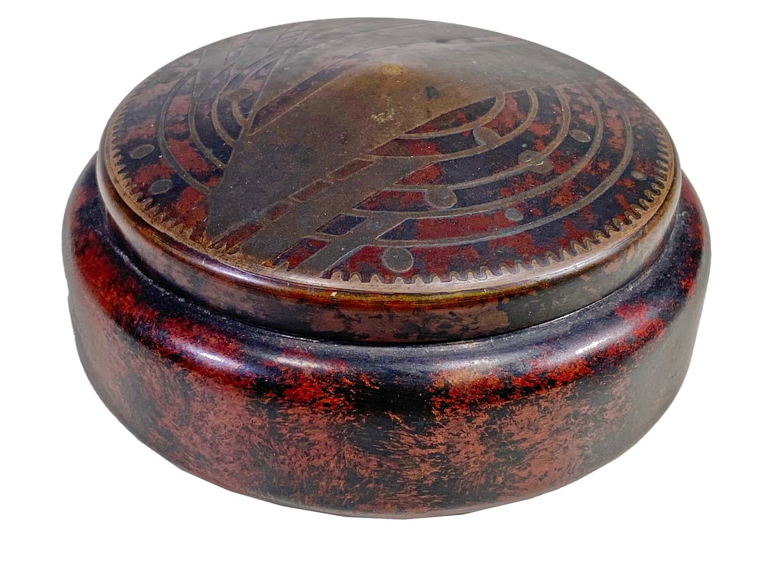Antique Inlaid Bronze Round Box (1 of 7)