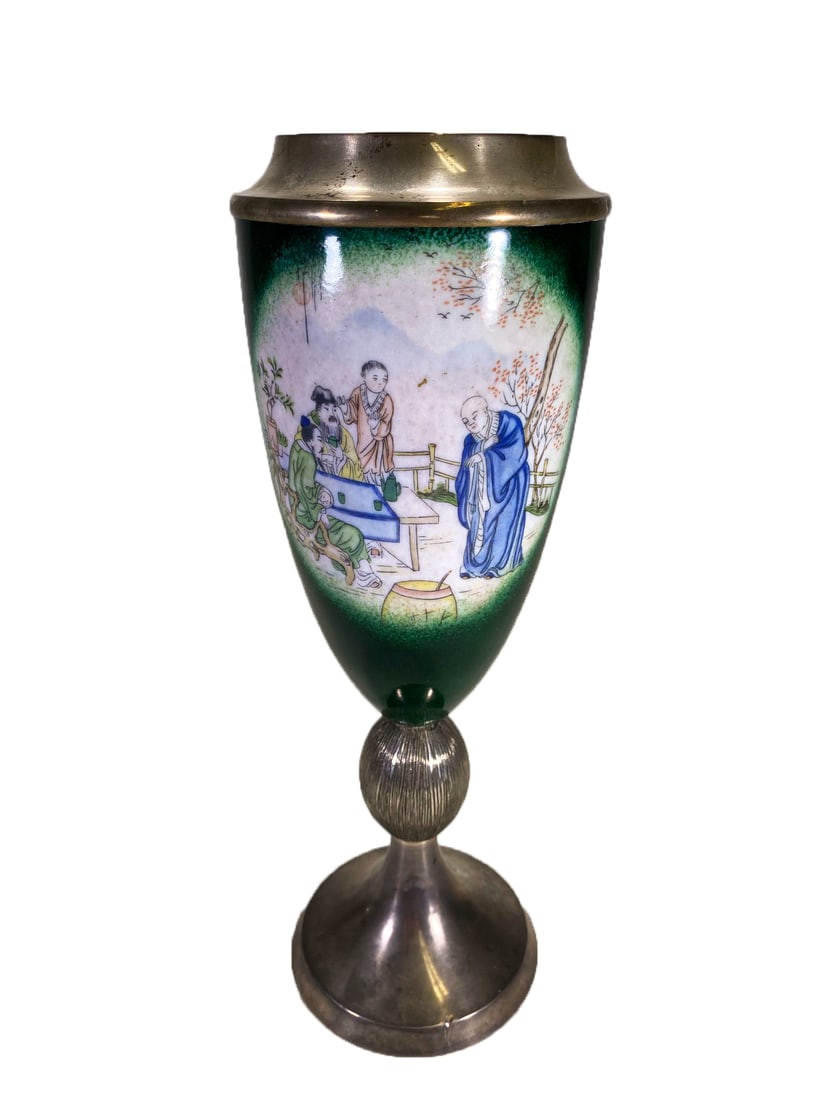 Antique Japanisme Silver Enameled Vase (1 of 6)