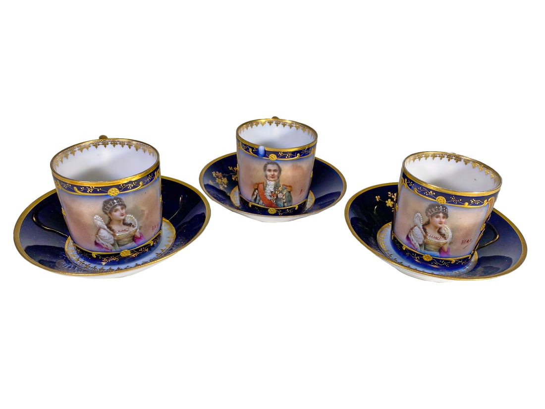 Limoges, France Set of 3 Porcelain Coffee Cups (1 of 8)