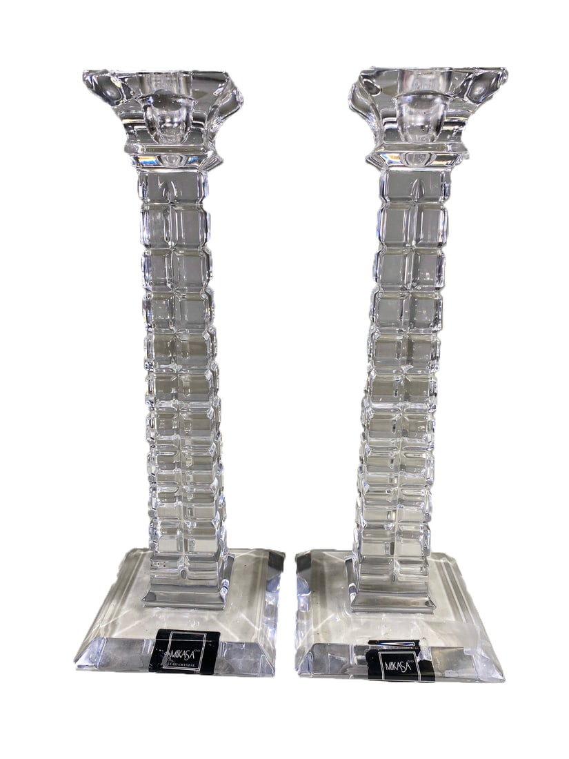Mikasa, Slovenia Lead Crystal Pair of Candlesticks: Mikasa, Slovenia Lead Crystal Pair of Candlesticks. 10 x 3 3/4 x 3 3/4 in.Local Pick up call one day before to make an appointment. TO SHIP THIS ITEM IN USA OR INTERNATIONAL, PLEASE CONTACT THE SHIPPE