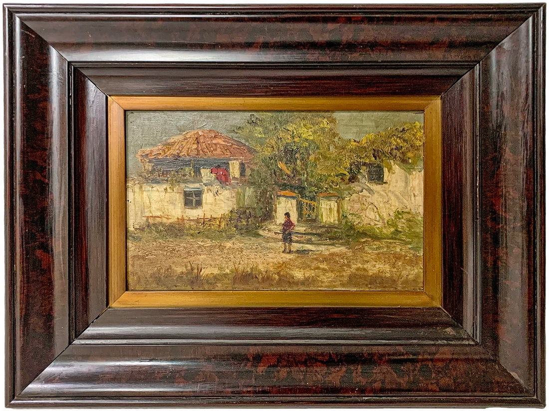 Antique European Oil on Wood Painting: Antique European Oil on Wood Painting . 11 3/4 x 15 in framed. 5 3/4 x 9 in unframed.Local Pick up call one day before to make an appointment. TO SHIP THIS ITEM IN USA OR INTERNATIONAL, PLEASE CONTACT