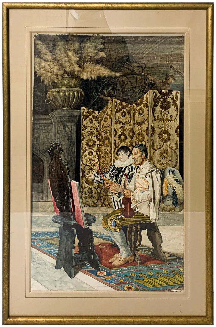 Giuseppe SIGNORINI (1857-1932) Italian Watercolor: Giuseppe SIGNORINI (1857-1932) Italian Watercolor. 32 x 22 in framed. 26 x 16 in unframed.Local Pick up call one day before to make an appointment. TO SHIP THIS ITEM IN USA OR INTERNATIONAL, PLEASE CO