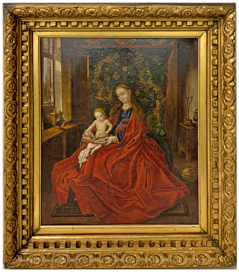 18th/19th C European Oil on Metal Religious Painting (1 of 3)