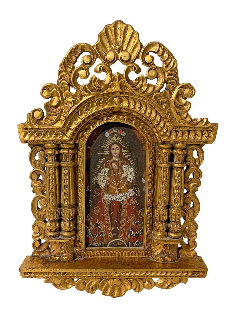 Antique Cuzco School Painting with a Gilt Wood Frame (1 of 3)