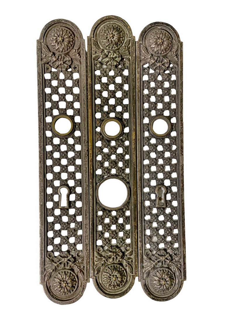 Antique French Set of 3 Bronze Door Plates (1 of 2)